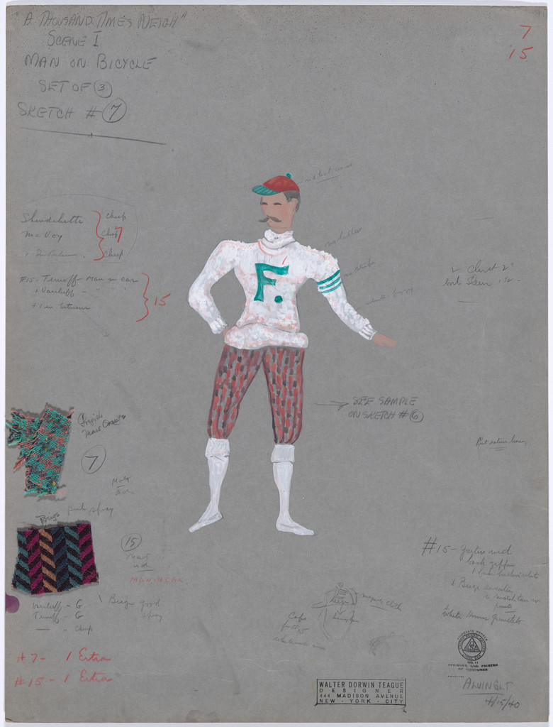 Man on Bicycle. Costume design for the ballet A Thousand Times Neigh