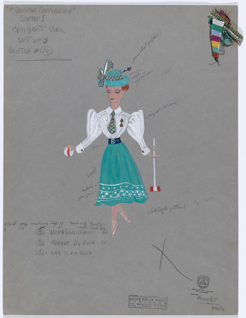 Croquet Girl. Costume design for the ballet A Thousand Times Neigh
