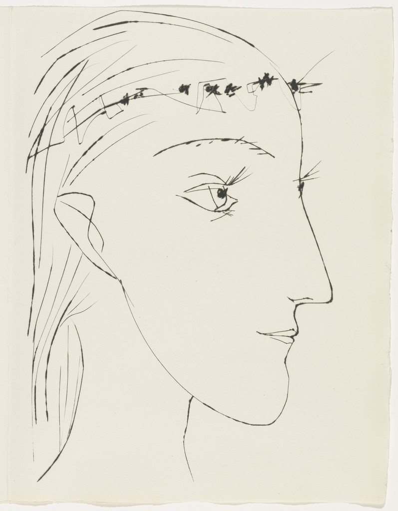 Profile of a Young Girl Crowned with Flowers from the illustrated book Six Contes Fantastiques
