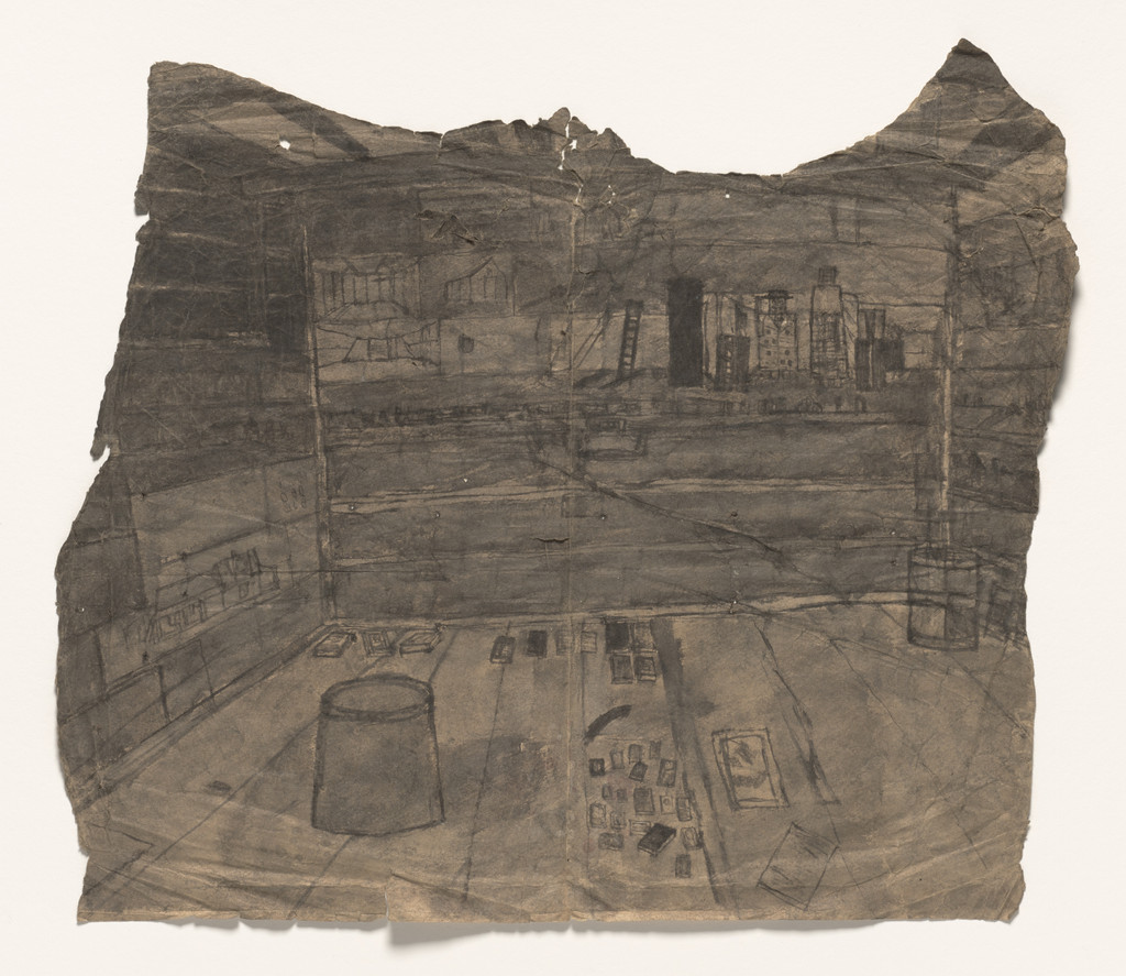 Untitled (Barn Interior with Fantasy World)