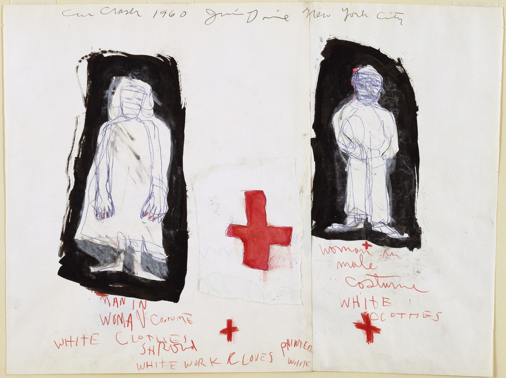 Study for The Car Crash: Man in Woman's Costume and Woman in Man's Costume