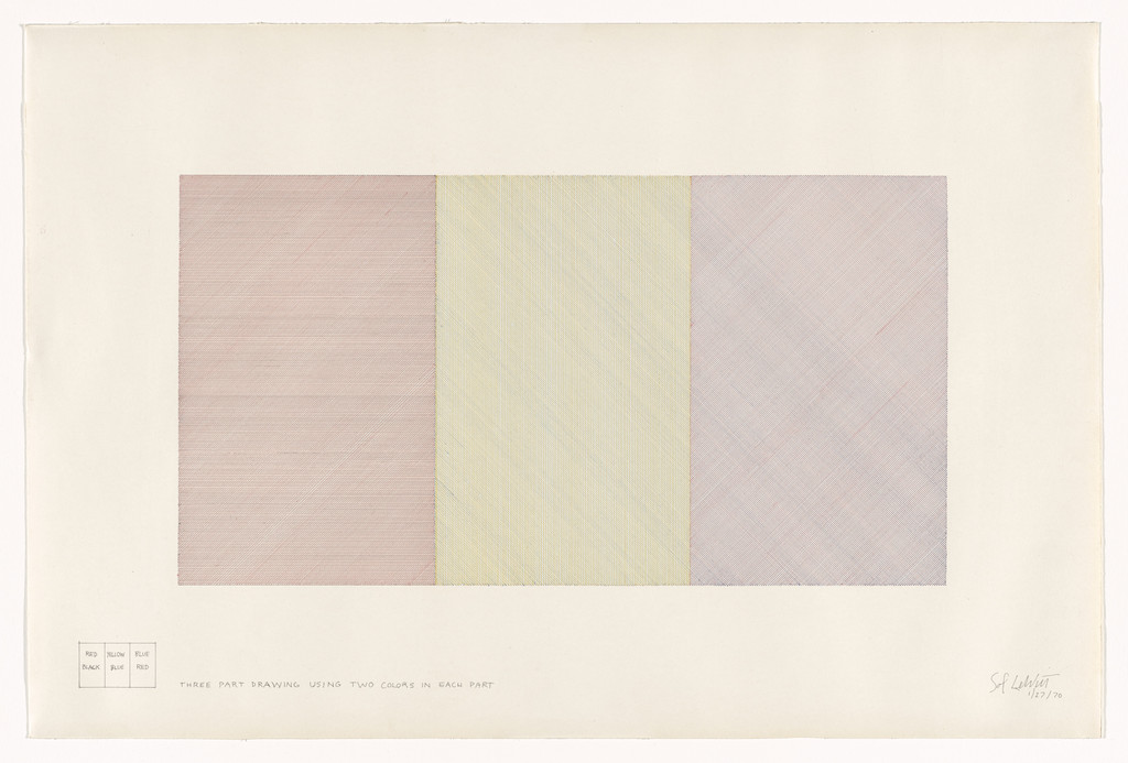 Three Part Drawing Using Two Colors in Each Part