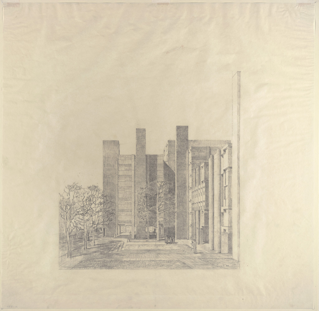Alfred Newton Richards Medical Research Building and Biology Building, University of Pennsylvania, Philadelphia, Pennsylvania, Exterior perspective, final version