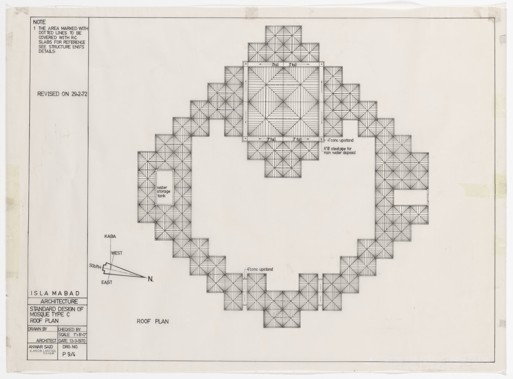 “C” Type Mosque (Ahle-Hadith Mosque), Islamabad, Pakistan (Roof plan)