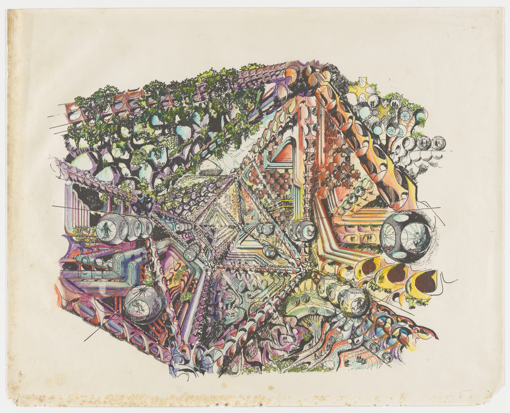 Biomorphic Biosphere project (View of the hollow core of the horizontal compression chamber)