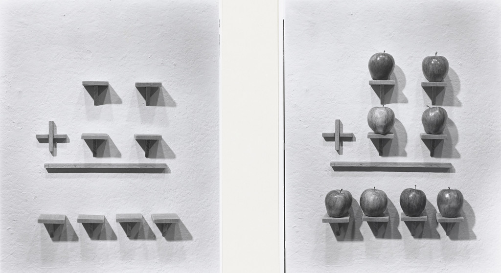 2 Shelves Plus 2 Shelves Equals 4 Shelves. 2 Apples Plus 2 Apples Equals 4 Apples