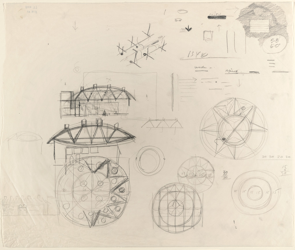 First Unitarian Church and School, Rochester, New York, Plan and elevation sketches