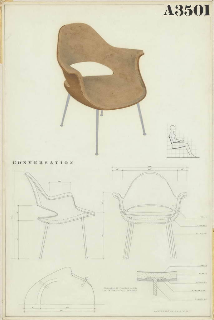 Low-Back Armchair (Entry Panel for MoMA Competition for Organic Design in Home Furnishings)
