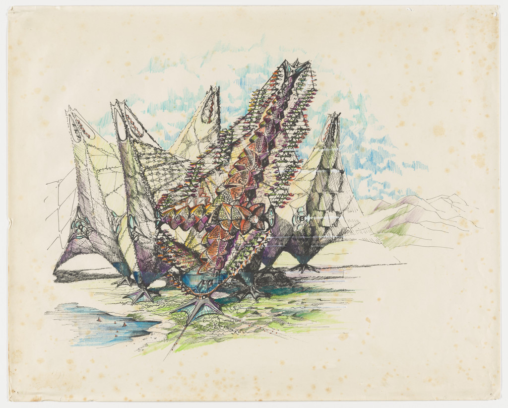 Biomorphic Biosphere project (Cross section elevation of the mature structure reaching 5,000 to 8,000 feet)