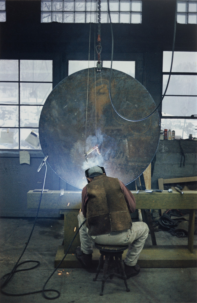 David Smith Arc Welding Primo Piano III in his Studio, Terminal Iron Works, Bolton Landing, New York