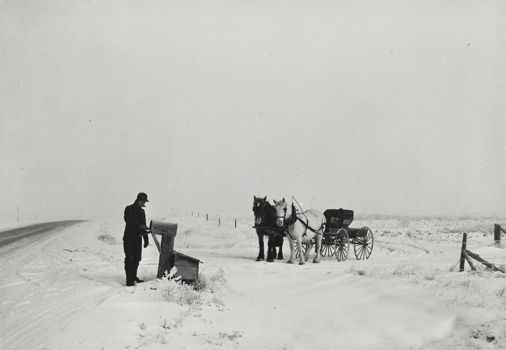 Morton County, North Dakota, Getting the Morning Mail at Eighteen below Zero, (Mail)