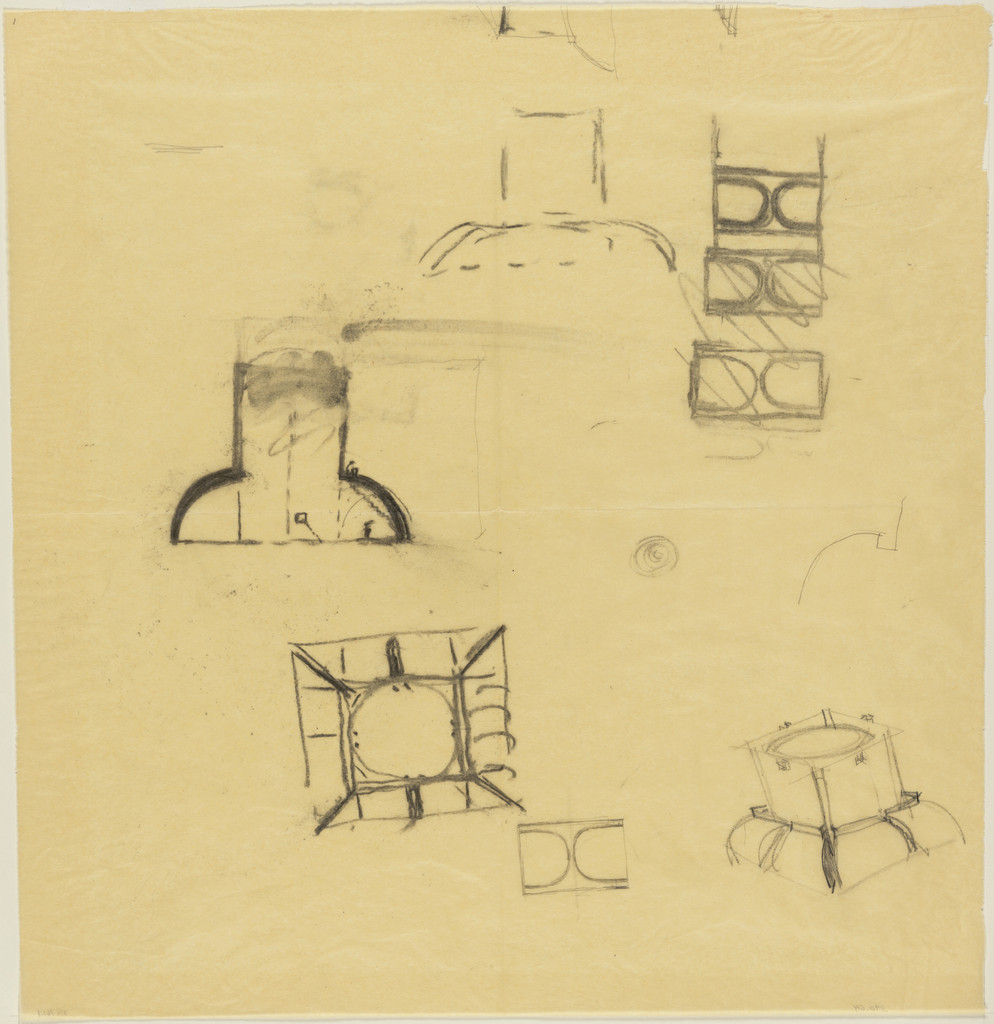 Sher-e-Bangla Nagar, Capital of Bangladesh, Dhaka, Bangladesh (Prayer Hall: plan and elevation sketches)