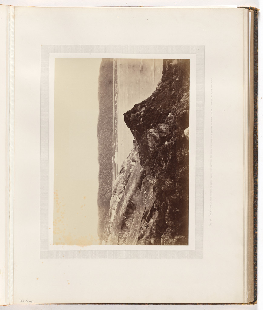 "The glacier as seen flowing or being forced down between the hills"