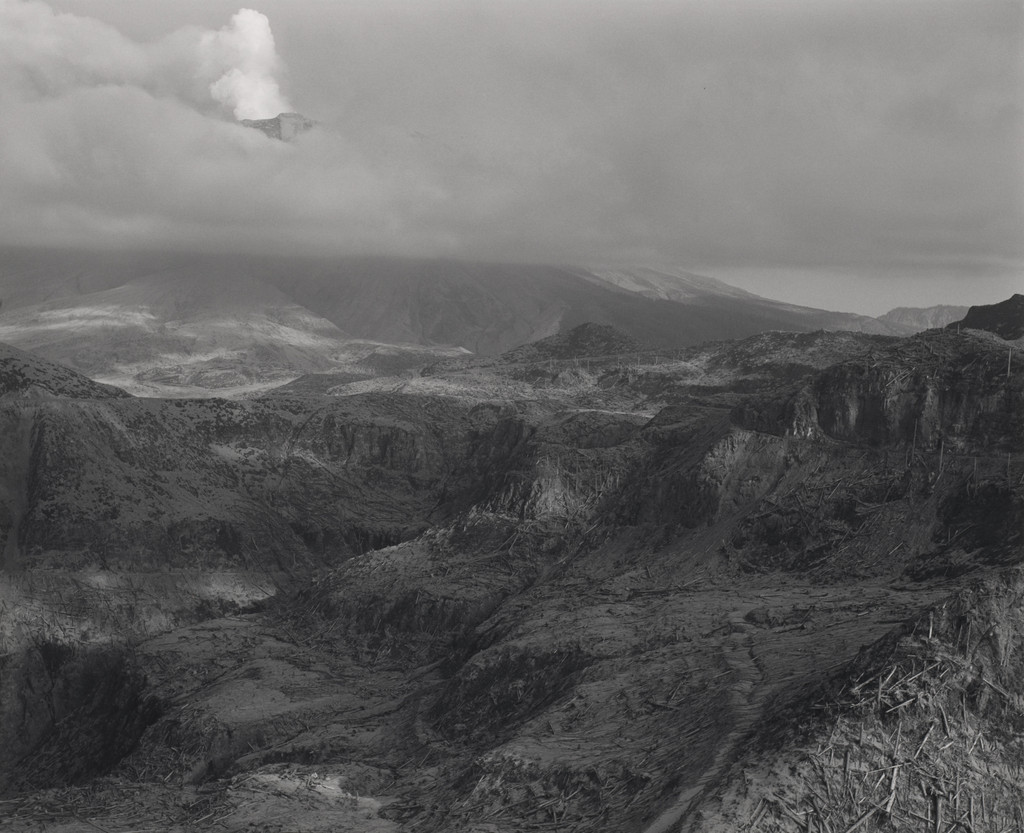 Aerial view: Mount St. Helens from approximately six miles west of the mountain