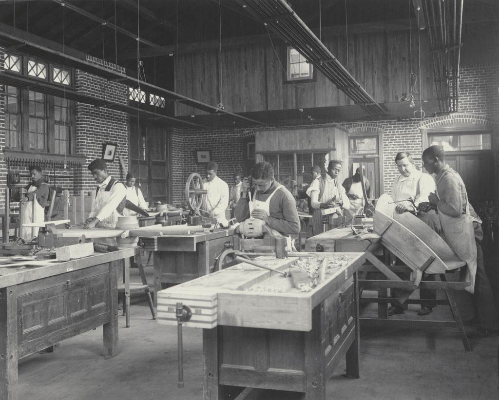 Trade School. A corner of the wheelwright shop
