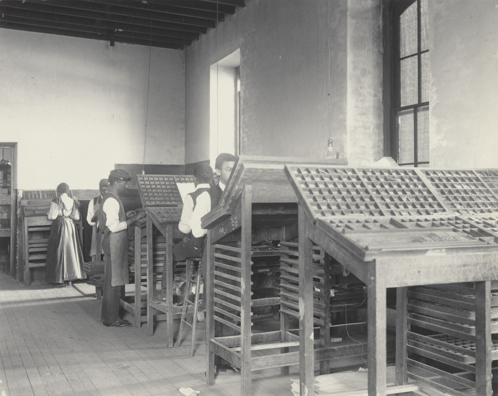 Printing. Compositors at work