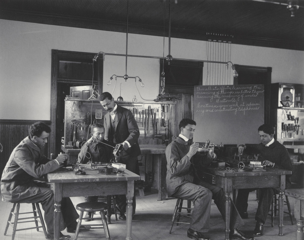 Post-graduates in telephone construction
