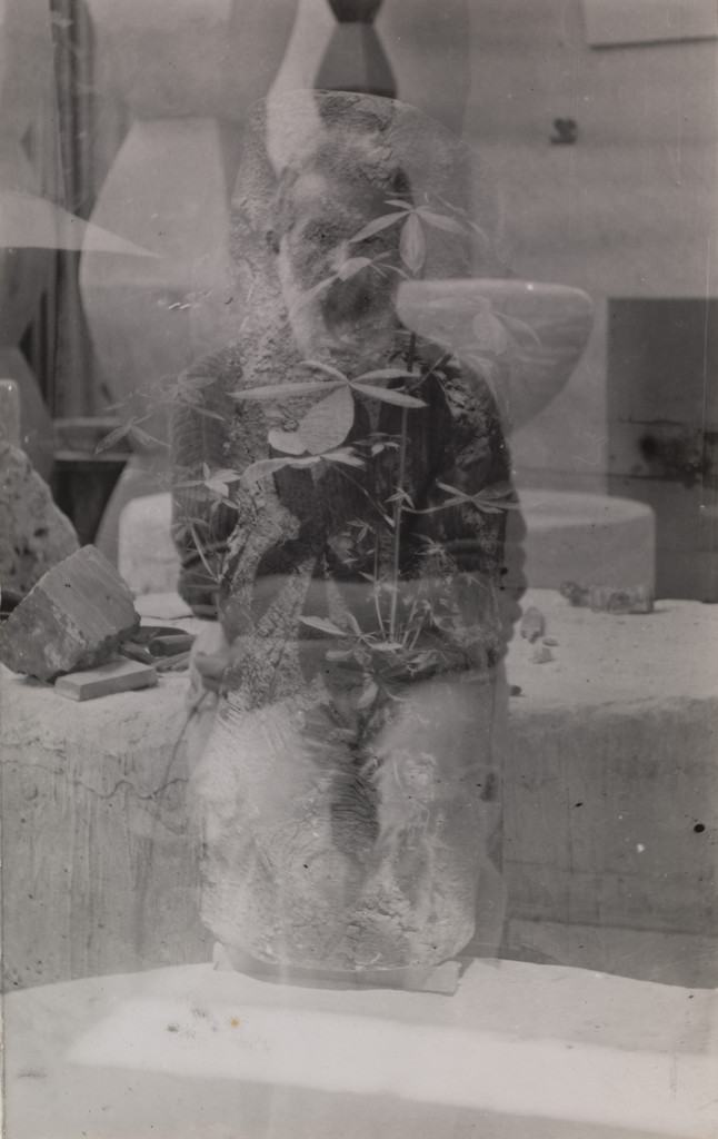Untitled (self-portrait in the studio with Endless Columns I, III, III and Fish)