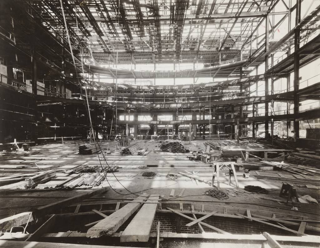 "The Tangle of Steel that Will be the World's Largest Sound Picture Theatre"