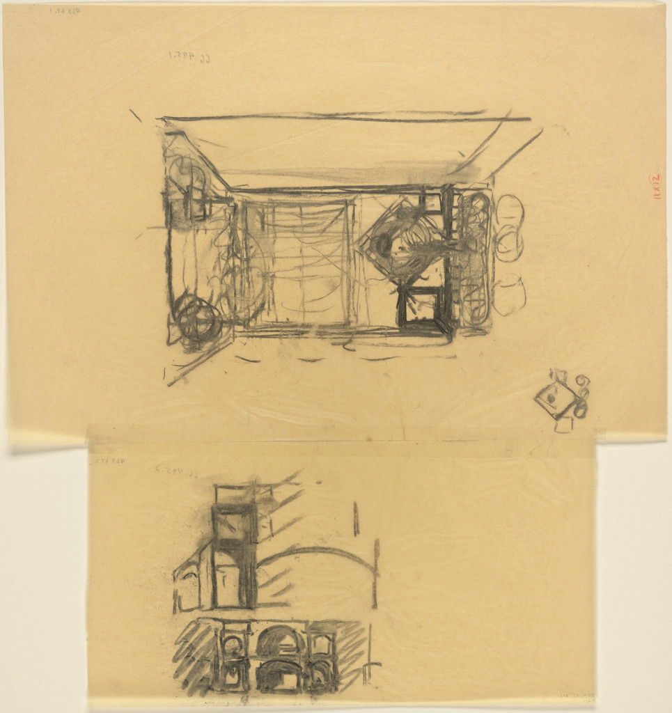 Indian Institute of Management, Ahmedabad, India, Plan and elevation sketches of classroom building and dormitory