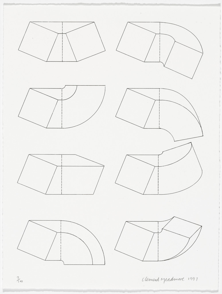 Two Identical Units Joined Eight Ways from American Abstract Artists 60th Anniversary Print Portfolio