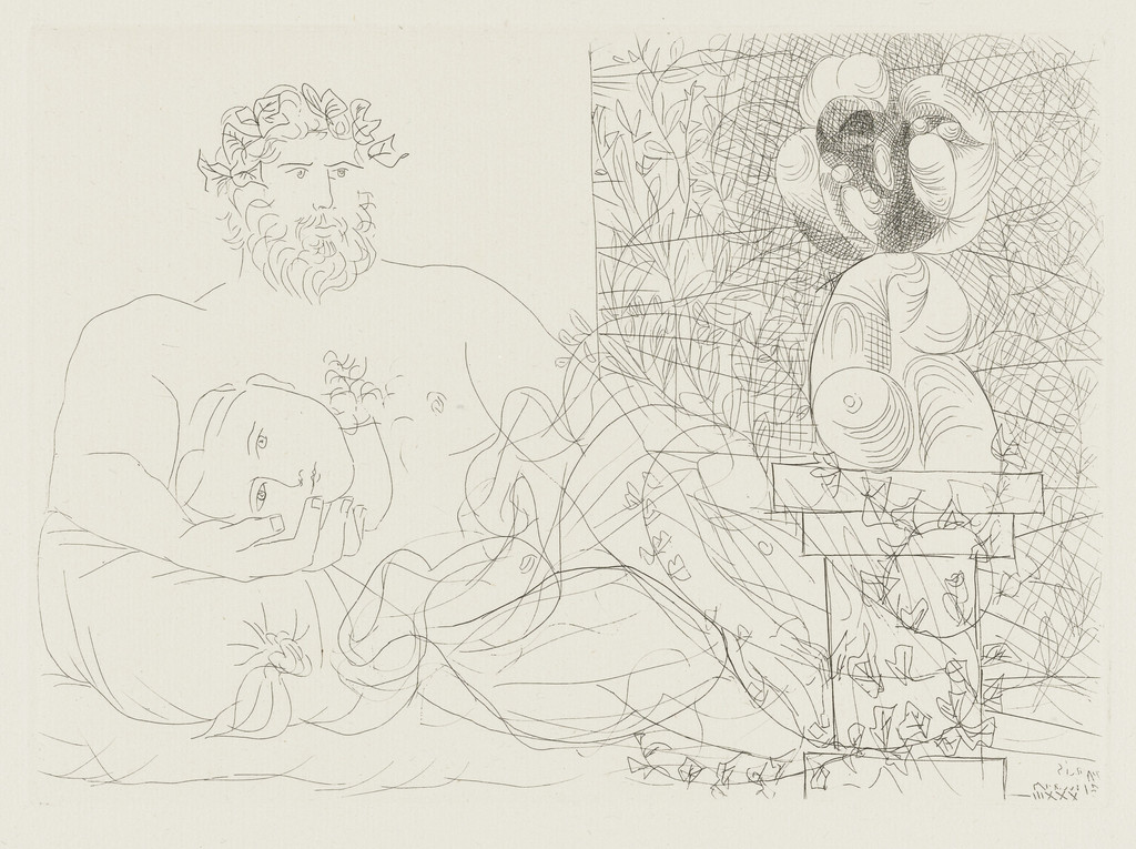 Sculptor and His Model with a Bust on a Column (Sculpteur et son modèle avec un buste sur une colonne) from the Vollard Suite (Suite Vollard)