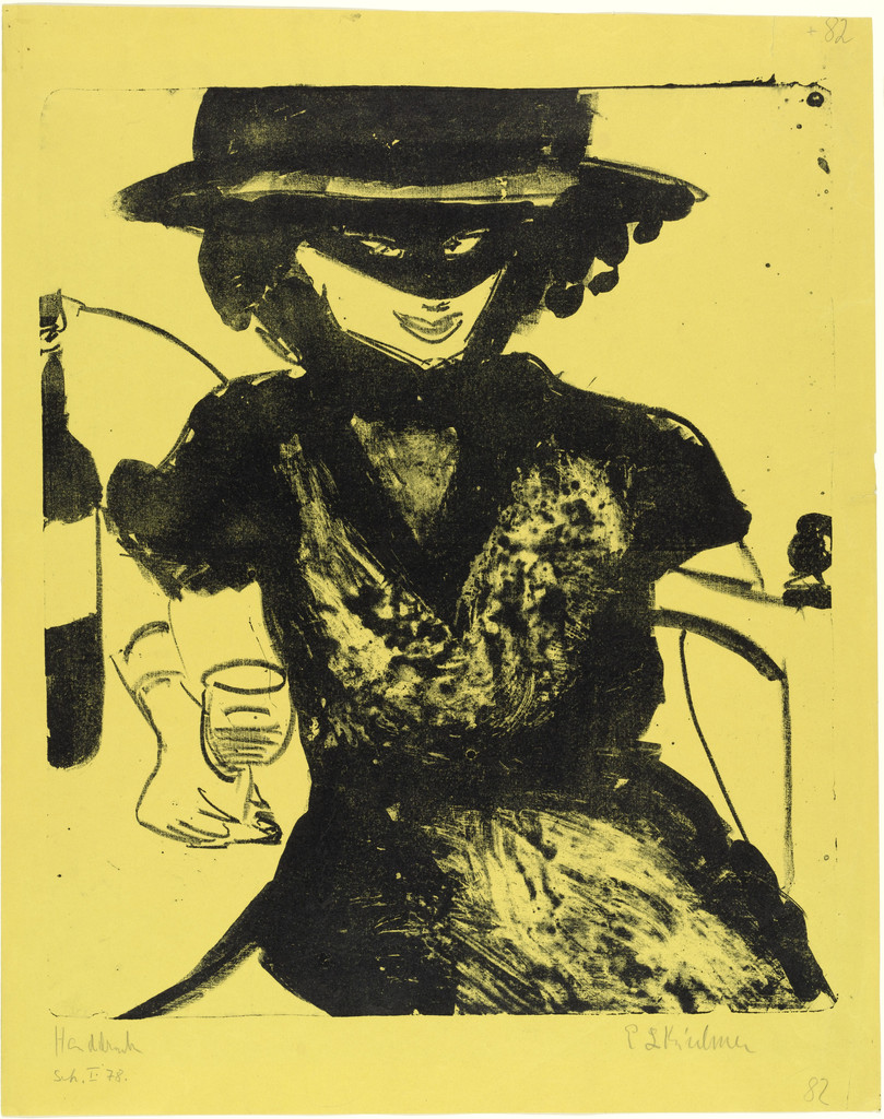 Gerty with Mask and Wineglass (Gerty mit Maske und Weinglas)