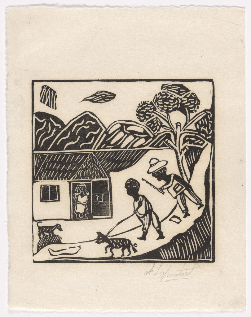 Untitled from 10 Original Woodcuts Signed by the Popular Painters of Haiti (10 Gravures Originales signées par les peintres populaires d'Haiti)