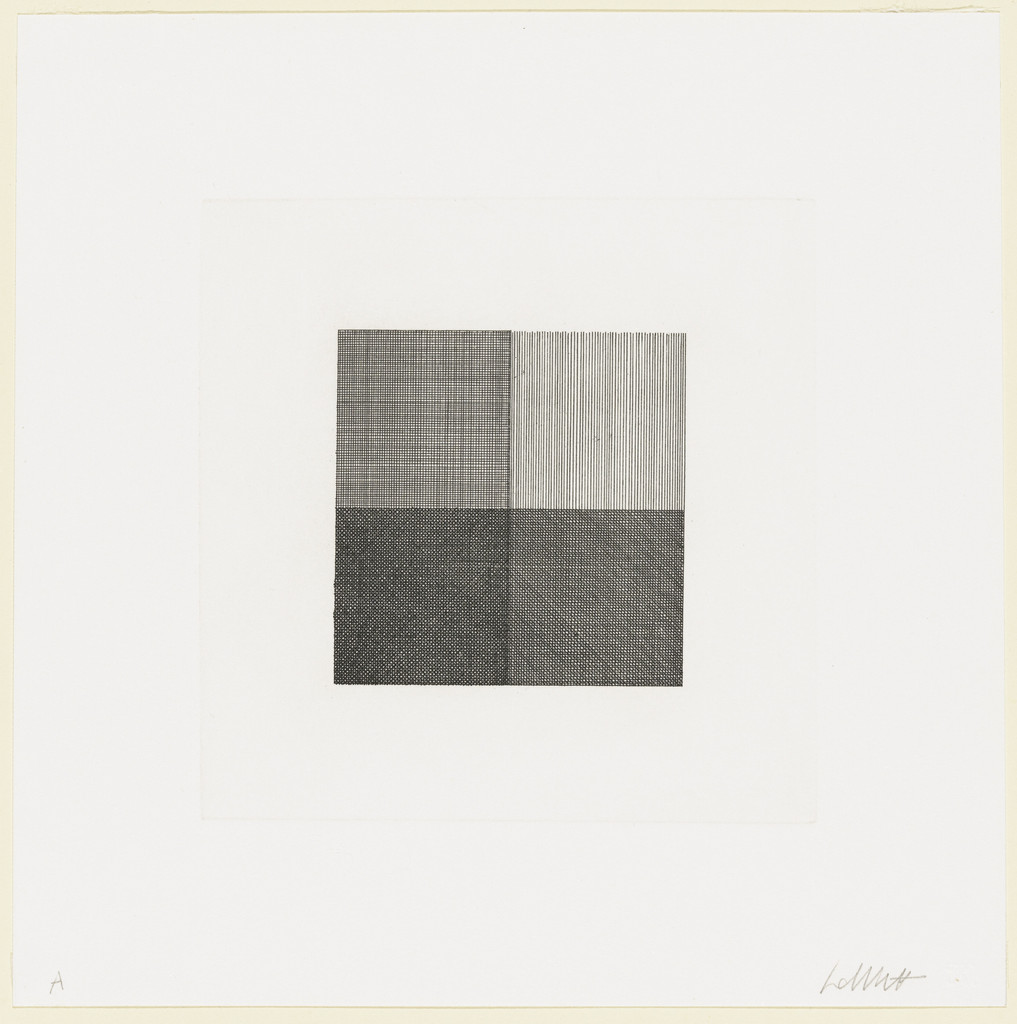 Lines in Four Directions, Superimposed in Each Quarter of the Square Progressively