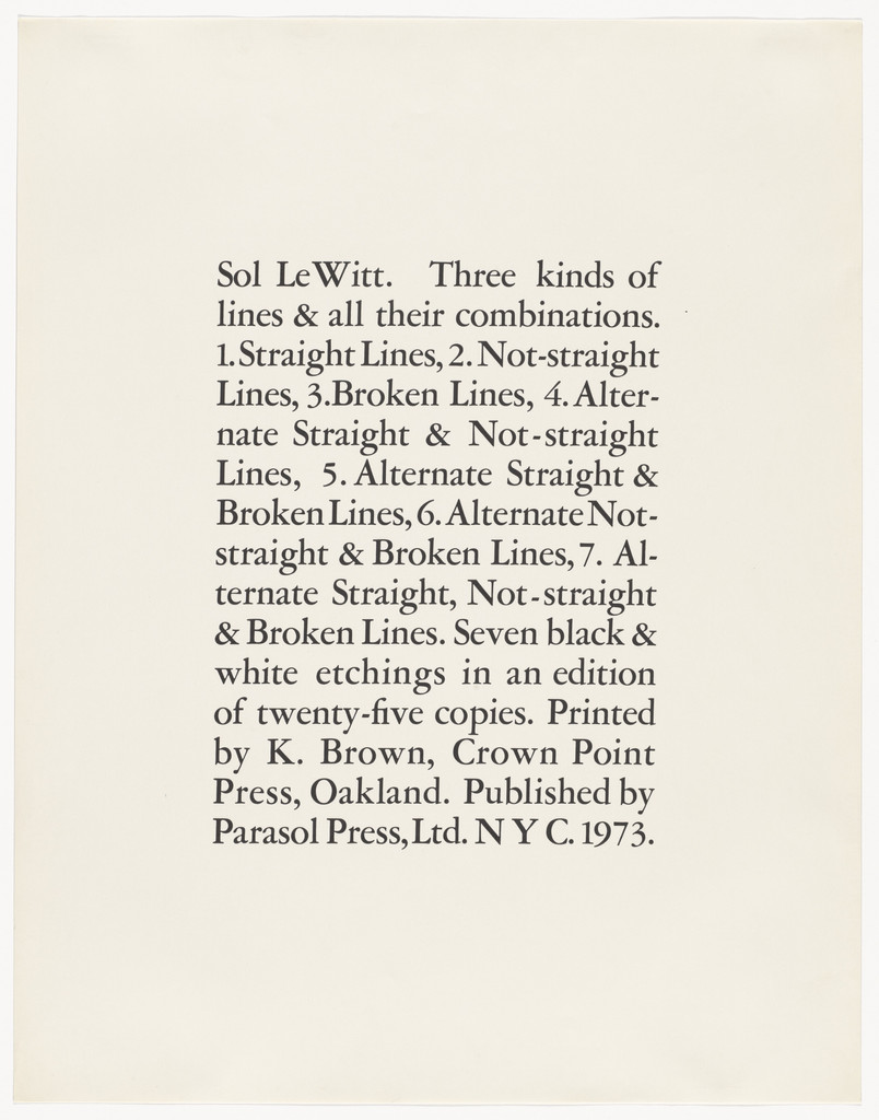 Straight, Not-Straight and Broken Lines in All Horizontal Combinations (Three Kinds of Lines & All Their Combinations),