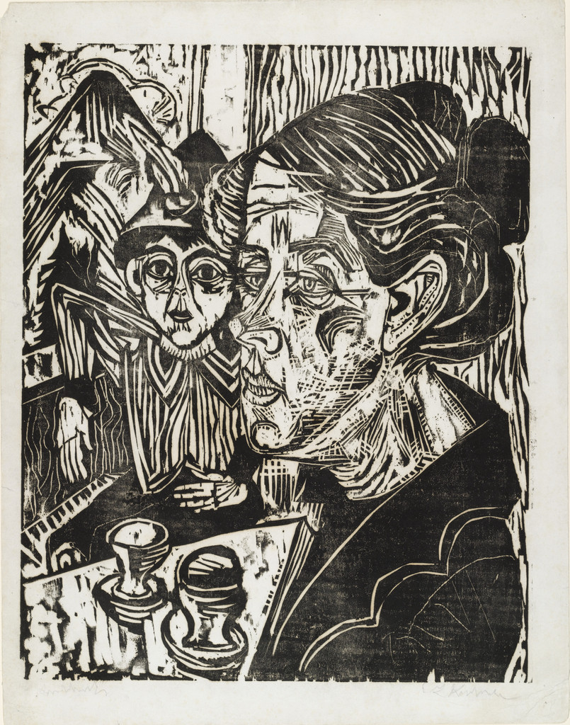 Peasant Woman with Boy at Table (Bäuerin mit Knaben am Tisch)