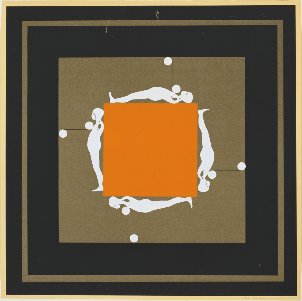 Four Figures on an Orange Square from Falling Man Series