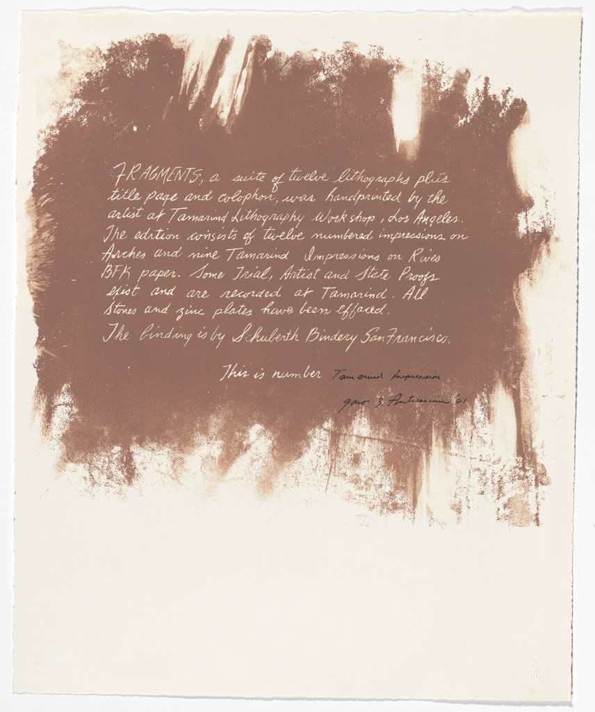 Colophon page from Fragments