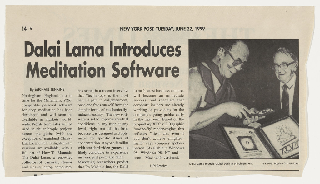 Dalai Lama Introduces Meditation Software from the series Personal Articles