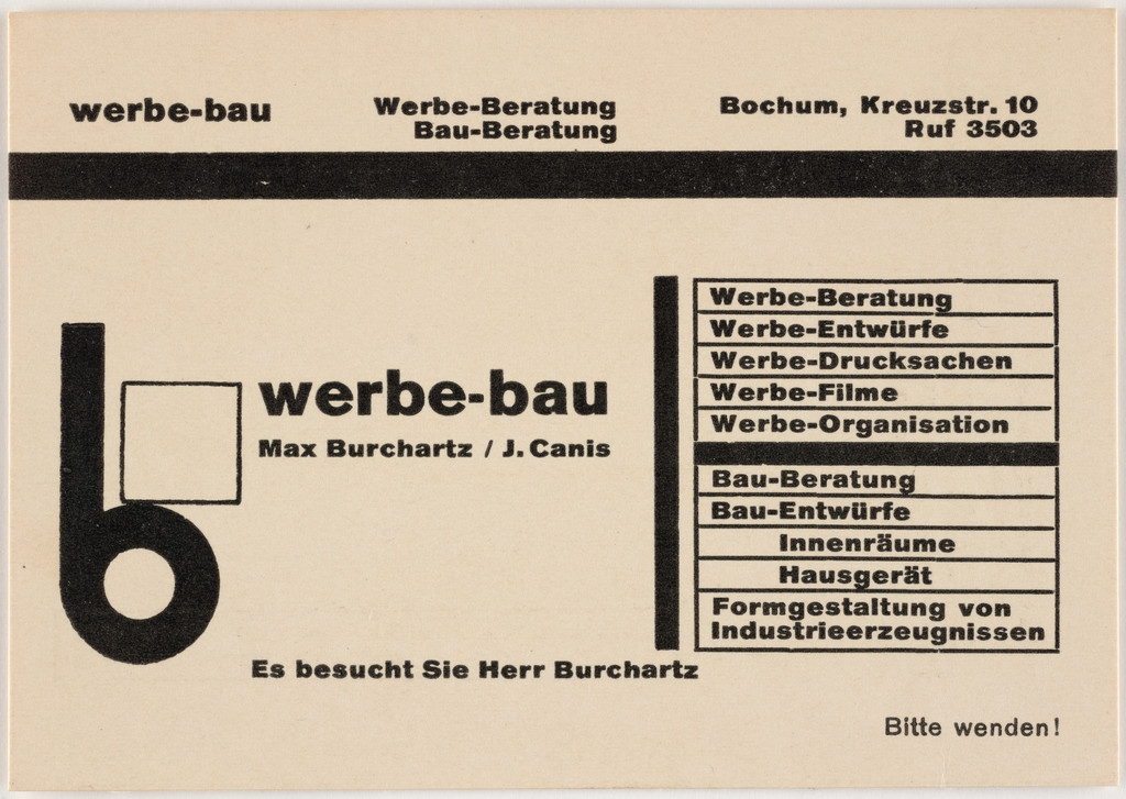 Stationery card for Werbe-bau