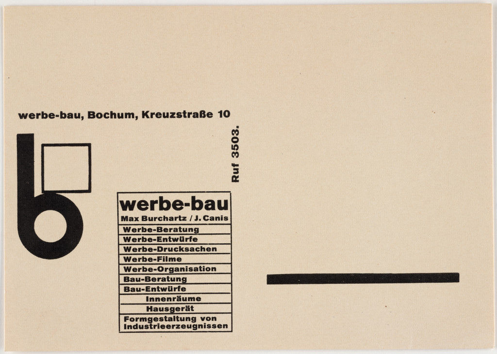Stationery card for Werbe-bau