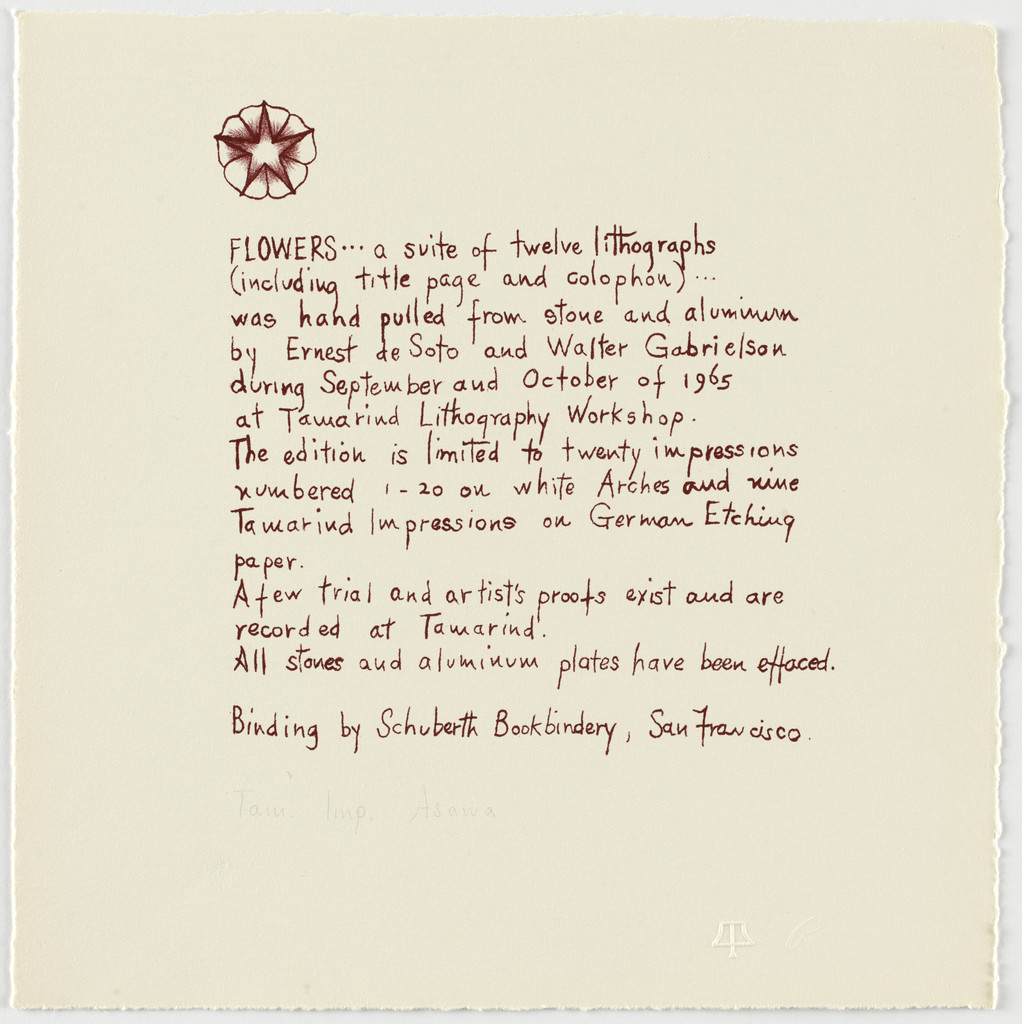 Colophon from Flowers