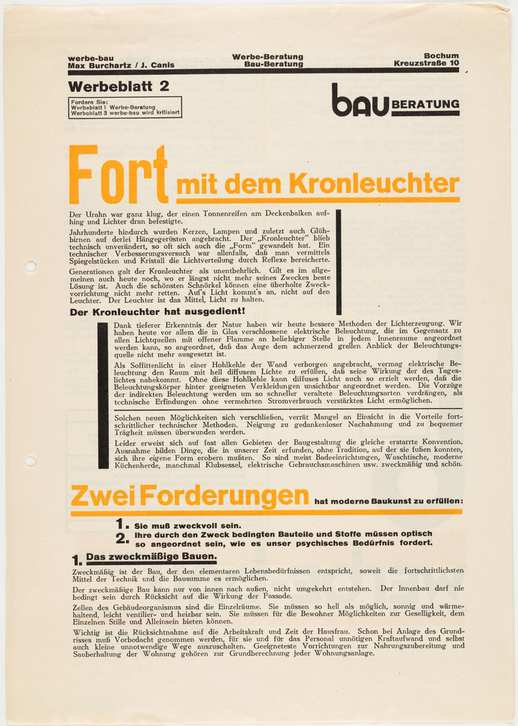 Fort mit dem Kronleuchter, Werbeblatt 2