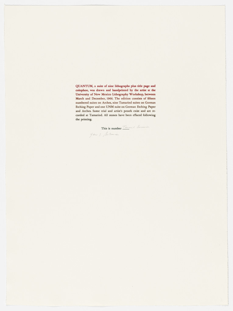 Colophon page from Quantum