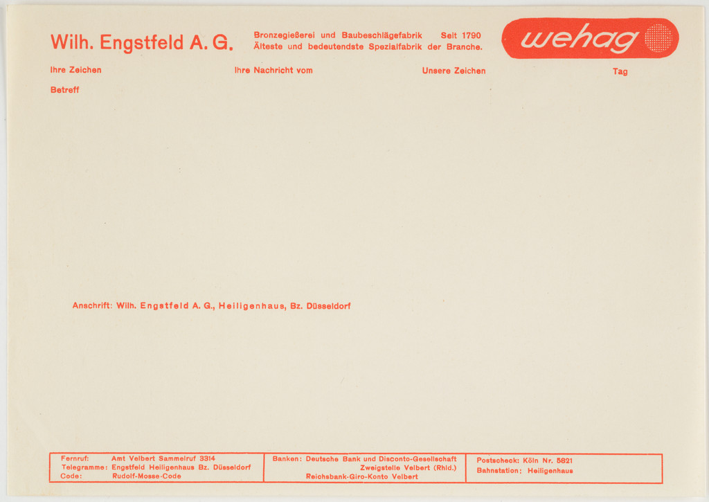 Wehag, Wilhelm Engstfeld A.G