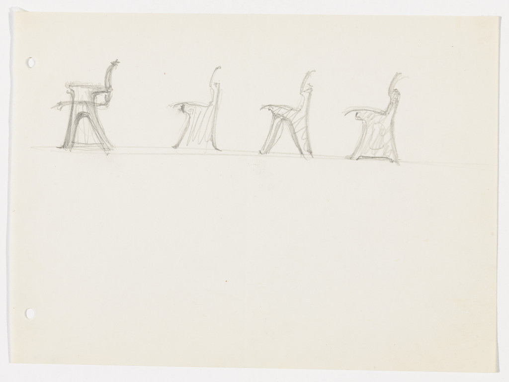 Conchoidal Chair with Arms. Conchoidal Chair without Arms. (Elevation sketches)