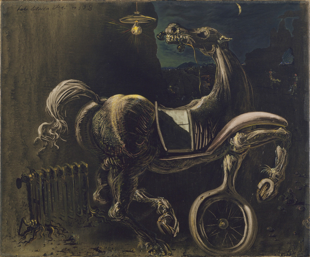 Debris of an Automobile Giving Birth to a Blind Horse Biting a Telephone