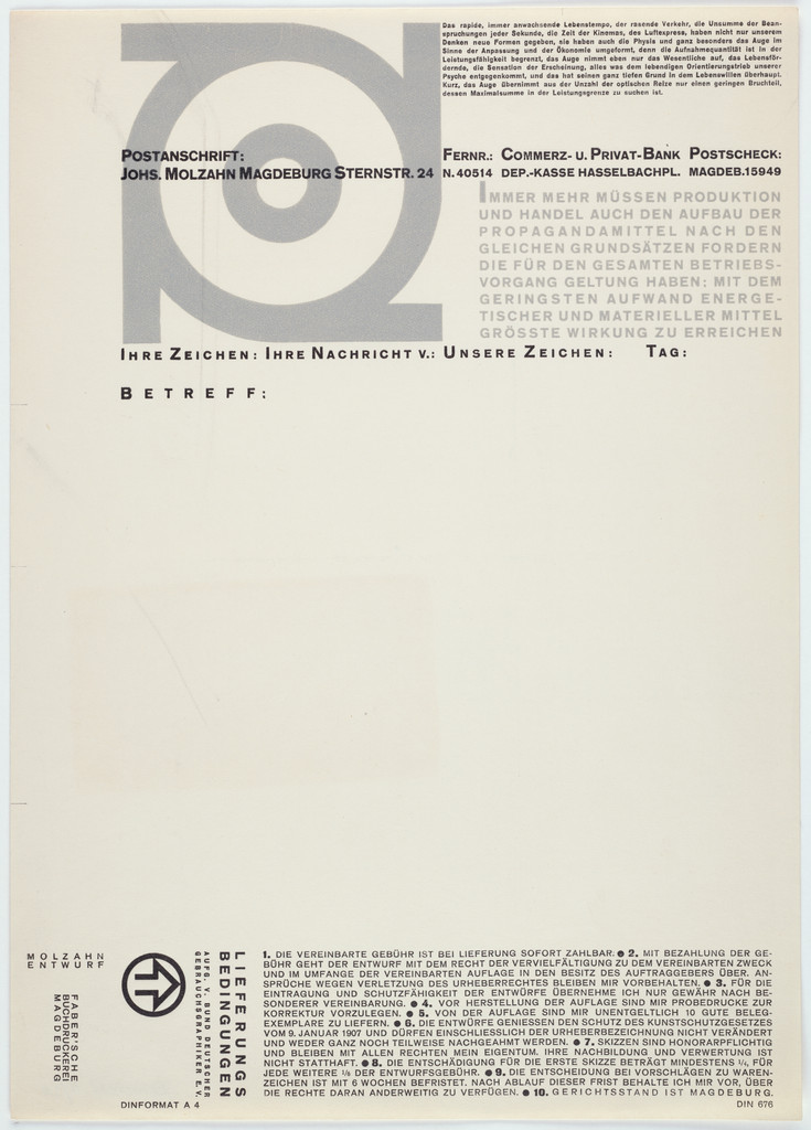 Postanschrift: Johs. Molzahn Magdeburg Sternstr. 24