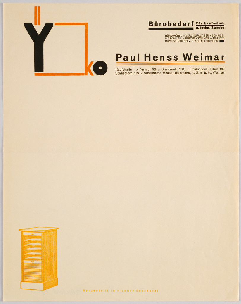 YKO Bürobedarf, Paul Henss Weimar (Advertisement for YKO office supplies for the firm Paul Henss, Weimar)