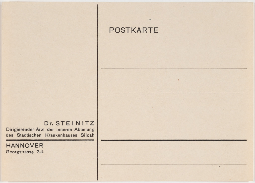 Dr. Steinitz, Postkarte