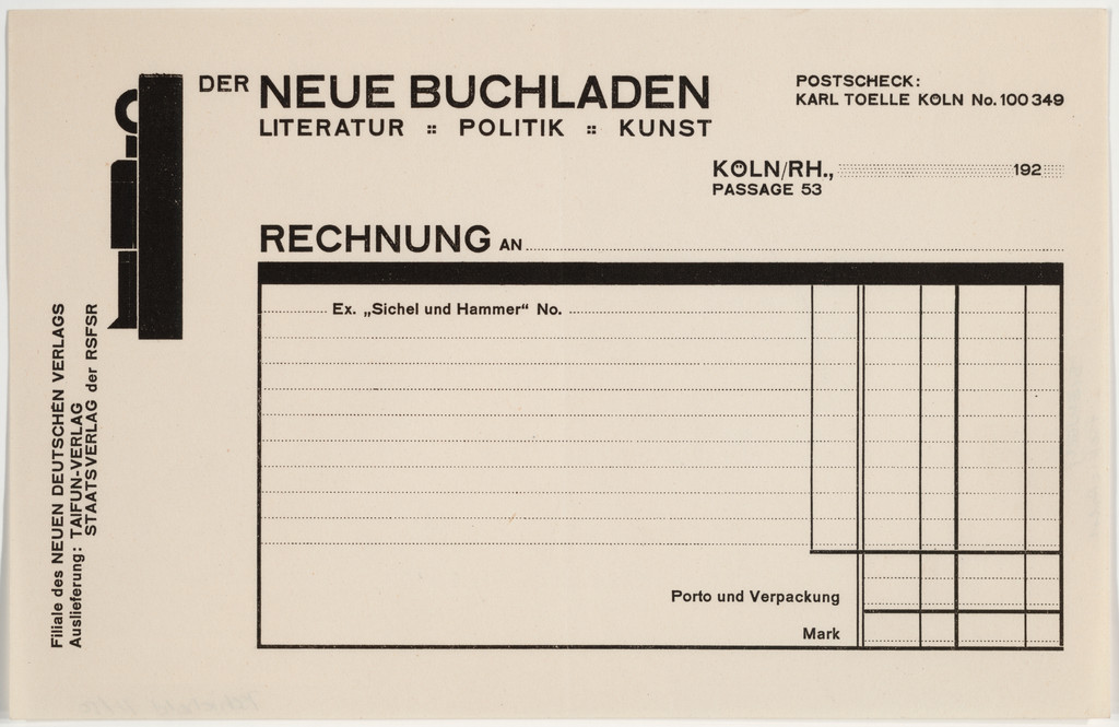 Der neue Buchladen, Literature, Politik, Kunst, Rechnung