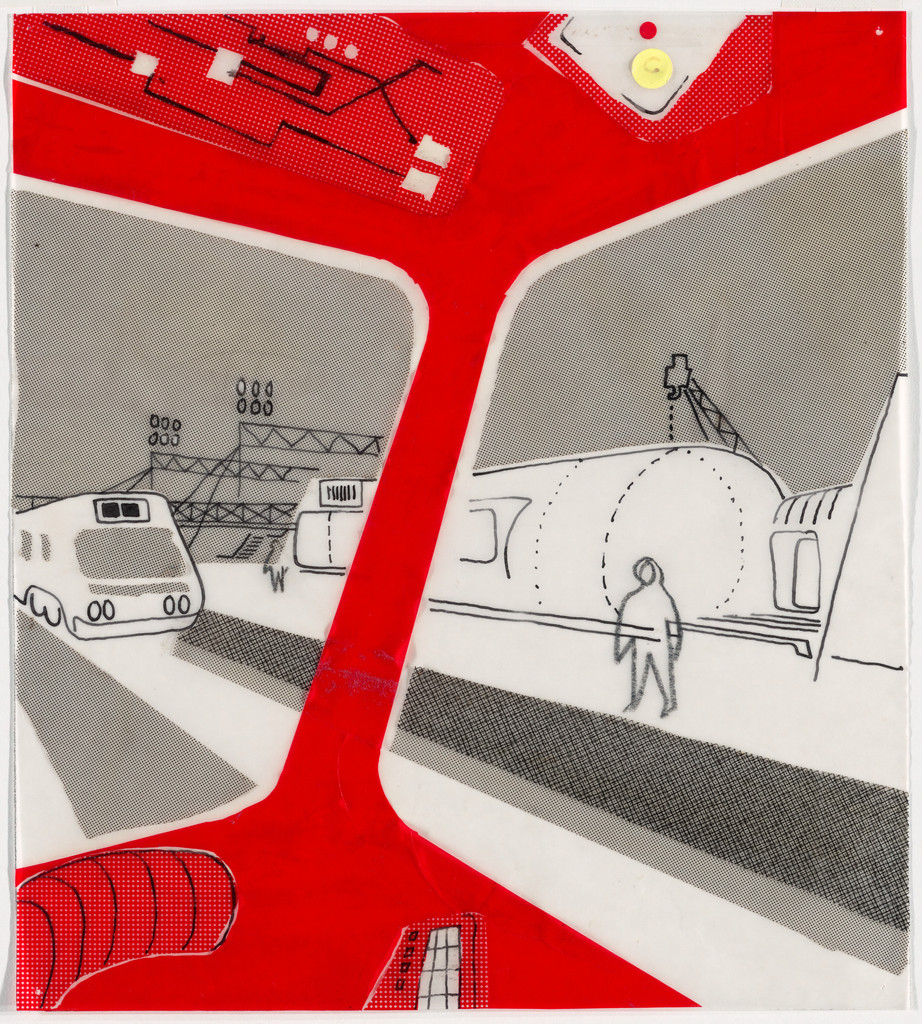 Potteries Thinkbelt Project, Staffordshire, England (Perspective of Mobile Teaching Machines
[cover design for the October, 1966 issue of the journal Architectural Design])