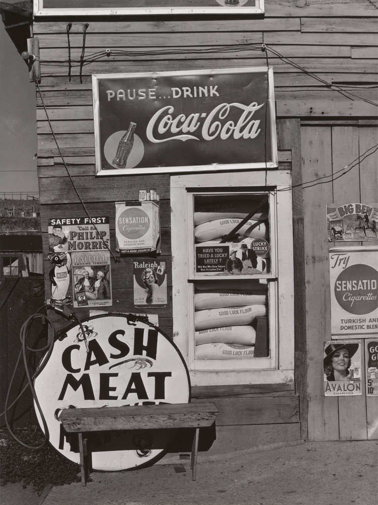 Detail of Front of Combined Filling Station and Grocery Store, Questa, New Mexico