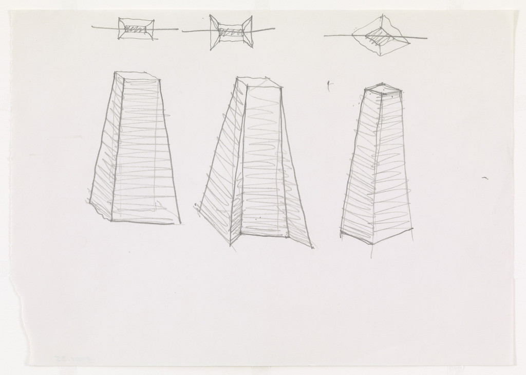 Ron Bacardi y Compania, S.A., Administration Building, project, Santiago, Cuba, Column.  Perspectives, plans