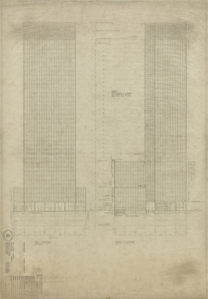 Seagram Building, New York City, New York, (North and west elevations)